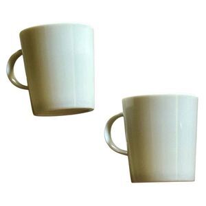 CRATE & BARREL Japan Timeless Vintage Coffee 2 Mugs Cups Classic White Porcelain